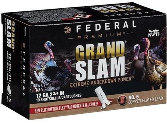 Picture of Federal Premium Grand Slam Shotgun Ammo - 12Ga, 2-3/4", 1-1/2oz, 1200fps, #5, 10rds Box