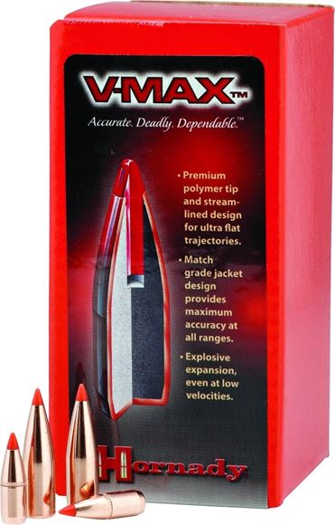 Picture of Hornady Rifle Bullets, V-MAX - 6mm Caliber (.243"), 87Gr, V-MAX, 100ct Box