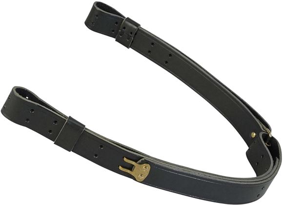 Picture of Levy's Hunting Military Style Rifle Slings - 1-1/4" Veg-Tan Leather Military-Style Rifle Sling, w/Metal Frog Adjustment System, Fits 1-1/4" Swivels, Black