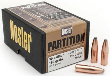 Picture of Nosler Bullets, Partition - 30 Caliber (.308"), 180Gr, Protected Point, 50ct Box