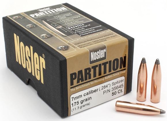 Picture of Nosler Bullets, Partition - 7mm Caliber (.284"), 175Gr, Spitzer Point, 50ct Box