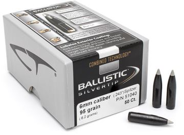 Picture of Nosler Bullets, Ballistic Silvertip - 6mm (.243"), 95Gr, 50ct Box