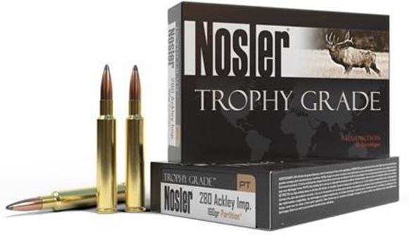 Nosler Trophy Grade Rifle Ammo - 280 Ackley Improved, 160Gr, Partition, 20rds Box