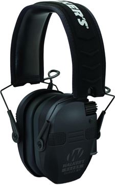 Picture of Walkers Hearing Protection - Razor Slim Electronic Quad Muff w/Bluetooth, NRR22+dB, Low Profile, HD Sound, 2xAAA, Black