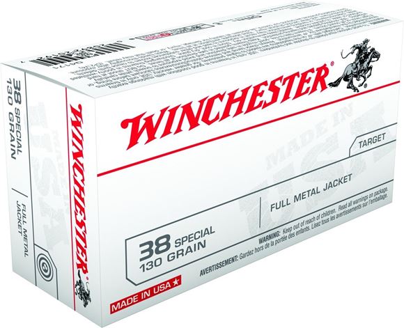 Winchester "USA" Handgun Ammo - 38 Special, 130Gr, FMJ, 50rds Box