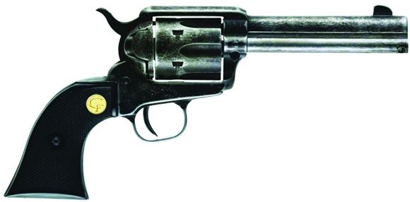 Picture of Chiappa 1873 Single Action Rimfire Revolver - 22 LR, 4.75", Antiqued Finish, Black Plastic Grips, 6rds