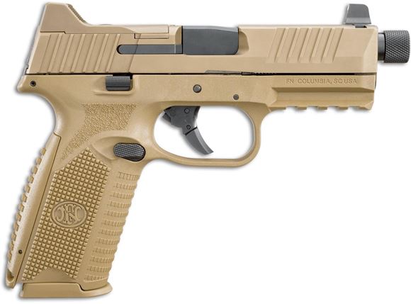 Picture of FN Herstal (FNH) 509 Tactical Semi Auto Pistol - 9mm, 4.5" Threaded Barrel, FDE Slide, FDE Polymer Frame, 3x10rds, Fully-Ambidextrous Slide Stop Levers & Magazine Release, Supressor Height Night Sights, Optics Ready