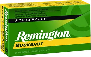 Picture of Remington Buckshot, Express Buckshot Loads Shotgun Ammo - 12Ga, 2-3/4", 3-3/4 DE, #000 Buck, 8 Pellets, Buffered, 5rds Box, 1325fps