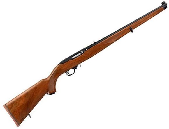 Picture of Ruger 10/22 International Rimfire Semi-Auto Rifle - 22 LR, 18.50", Satin Black, Alloy Steel, American Walnut Full Stock, 10rds, Gold Bead Front & Adjustable Rear Sights