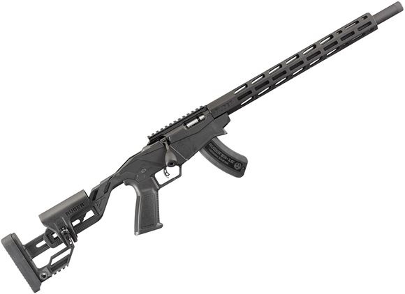 Picture of Ruger Precision Rimfire Bolt Action Rifle - 17 HMR, 18", Cold Hammer Forged 1137 Alloy Steel Heavy Barrel, 1/2"-28 Threaded, Matte Black, Molded One-Piece Chassis, 15" Free Float Aluminum M-Lok Handguard, 1x15rds