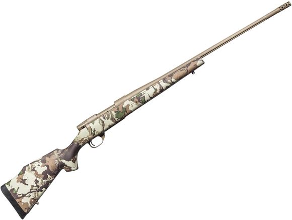 Picture of Weatherby Vanguard First Lite Bolt Action Rifle - 308, 26", #2 Contour, Cold Hammer Forged Fluted Barrel, FDE Cerakote Finish, First Lite Fusion Camo Monte Carlo Composite Stock, 5rds, Two-Stage Trigger, Accubrake