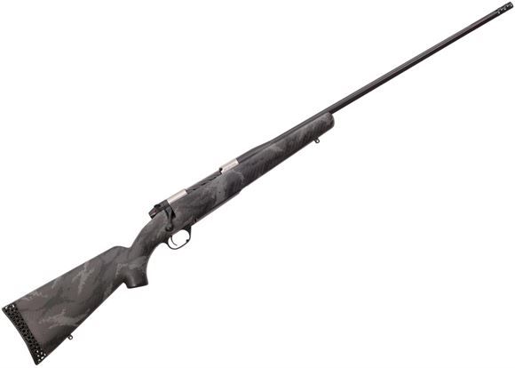 Picture of Weatherby Mark V Backcountry Ti Bolt Action Rifle - 280 Ackley Improved, 24" #1 Mod, Graphite Black Cerakote, Carbon Fiber Stock w/ Grey Sponge Accents, 4rds