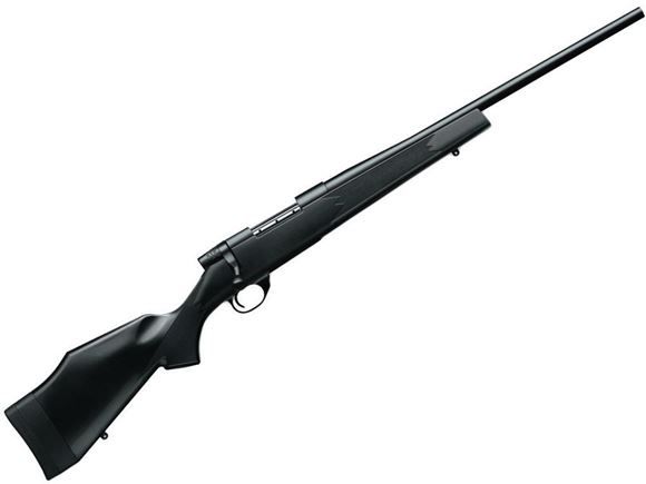 Picture of Weatherby Vanguard Synthetic Compact Bolt Action Rifle - 243 Win, 20", Cold Hammer Forged, Blued, Injection Molded Composite Stock w/ Removable Spacer, 5rds, Adjustable Two-Stage Trigger, Black