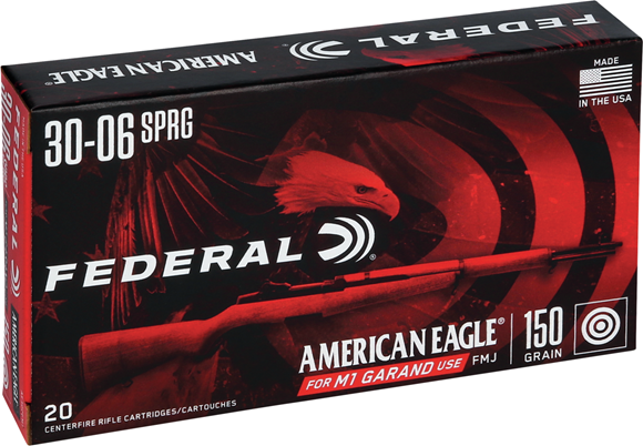 Picture of Federal American Eagle Rifle Ammo - 30-06 Sprg, 150Gr, FMJ, For M1 Garand, 20rds Box