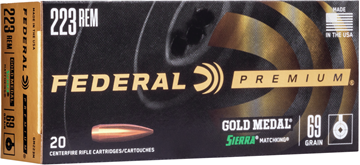 Picture of Federal Premium Gold Medal Rifle Ammo - 223 Rem, 69Gr, Sierra Matchking BTHP, 20rds Box