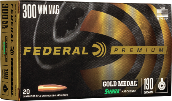 Picture of Federal Premium Gold Medal Rifle Ammo - 300 Win Mag, 190Gr, Sierra MatchKing BTHP, 20rds Box, 2900fps