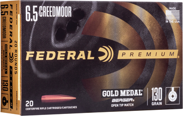 Picture of Federal Premium Gold Medal Rifle Ammo - 6.5 Creedmoor, 130gr, Berger Hybrid OTM, 20rds Box