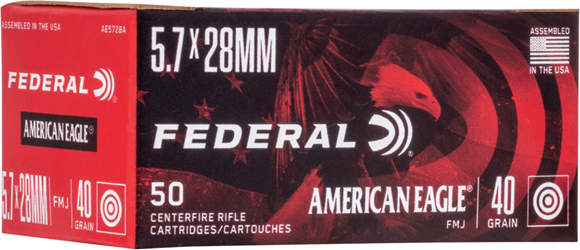 Picture of Federal American Eagle Rifle Ammo - 5.7x28mm, 40Gr, FMJ, 500rds Case, 2250fps