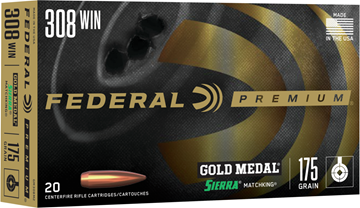 Picture of Federal Premium Gold Medal Rifle Ammo - 308 Win, 175Gr, Sierra Matchking BTHP, 200rds Case