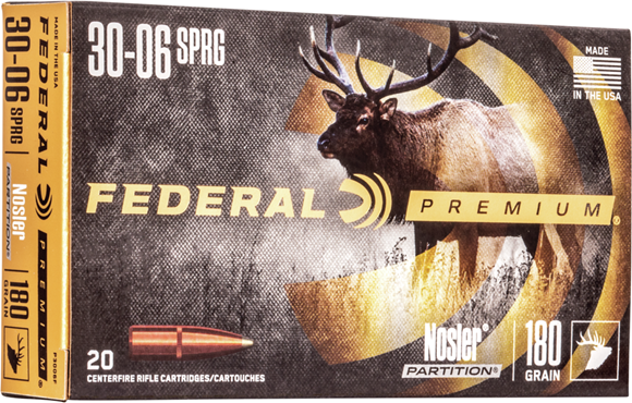 Picture of Federal Premium Vital-Shok Rifle Ammo - 30-06 Sprg, 180Gr, Nosler Partition, 200rds Case