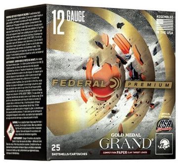 Picture of Federal Premium Gold Medal Grand Paper Target Loads Shotgun Ammo - 12Ga, 2-3/4", 1-1/4oz., #7-1/2, 25rds Box, 1290fps