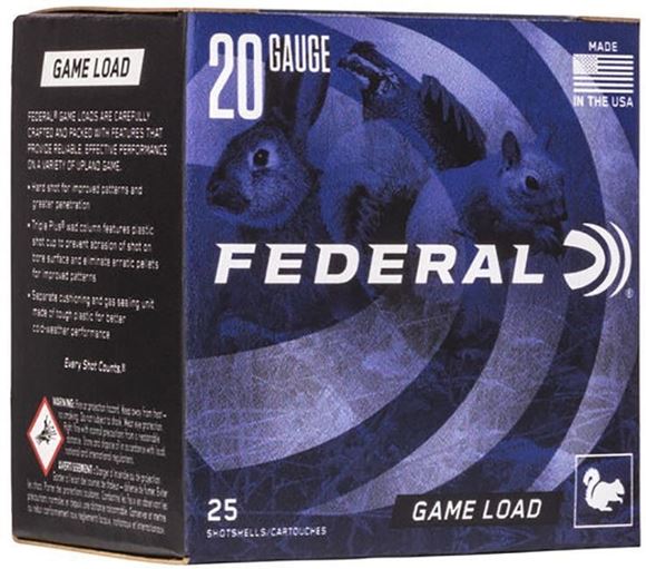 Picture of Federal Game-Shok Upland Game Shotshell - 20 GA, 2-3/4 in, #6, 7/8 oz, 2 1/2 Dram, 1210 fps, 25rds Box