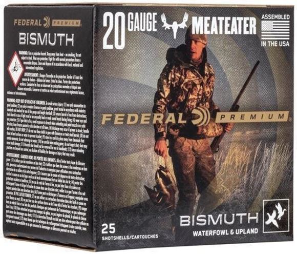 Picture of Federal Premium Meateater Signature Waterfowl/Upland Load Shotgun Ammo - 20Ga, 3", 1-1/8oz, #4, Bismuth, 1350fps, 25rds Box