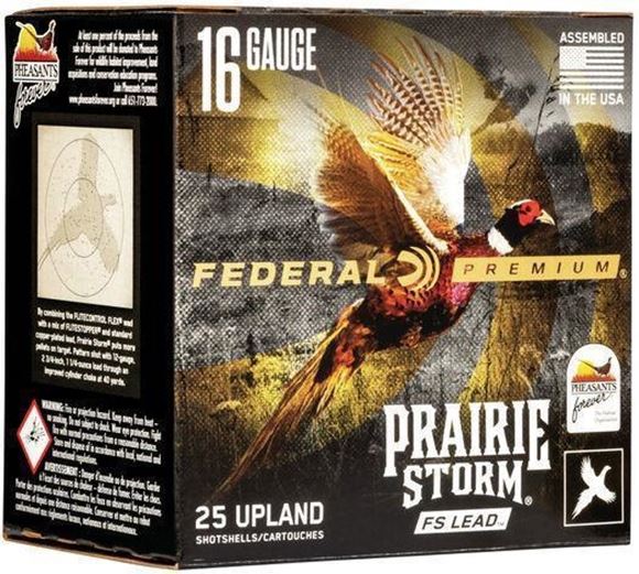 Federal Premium Prairie Storm FS Lead Load Shotgun Ammo - 16Ga, 2-3/4", 1-1/8oz, #5, 25rds Box, 1425fps