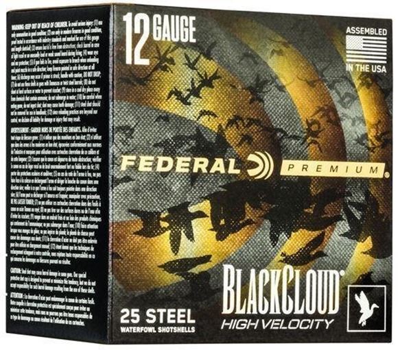 Picture of Federal Premium Black Cloud HV Steel Shotgun Ammo - 12Ga, 3", 1-1/8oz, #2, 250rds Case, 1635fps, With Flitecontrol Flex Wad