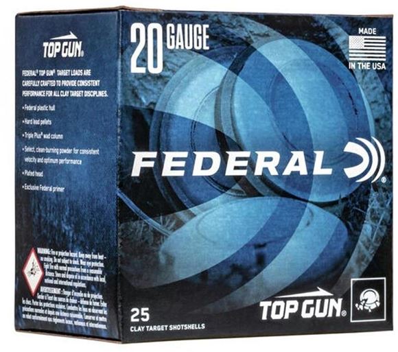Picture of Federal Top Gun Target Load Shotgun Ammo - 20Ga, 2-3/4", 2-1/2DE, 7/8oz, #9, 250rds Case