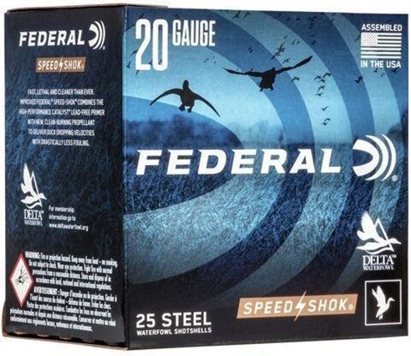 Picture of Federal Speed-Shok Waterfowl Load Shotgun Ammo - 20Ga, 3", 7/8oz, #2, Steel, 1550fps, 250rds Case