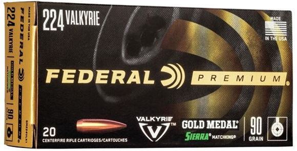 Picture of Federal Centerfire Rifle Ammo - 224 Valkyrie Sierra Matchking BTHP, 90gr, 20rd Box