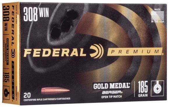 Picture of Federal Premium Gold Medal Rifle Ammo - 308 Win, 185Gr, Berger Juggernaut OTM, 200rds Case, 2600fps
