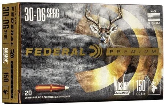 Picture of Federal Premium Vital-Shok Rifle Ammo - 30-06 Sprg, 150Gr, Nosler AccuBond, 20rds Box