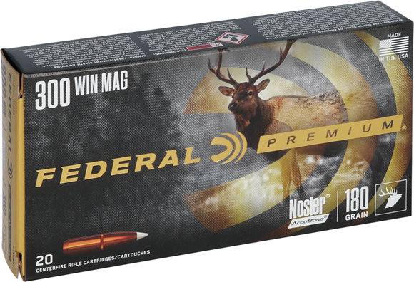 Picture of Federal Premium Vital-Shok Rifle Ammo - 300 Win Mag, 180Gr, Nosler AccuBond, 20rds Box