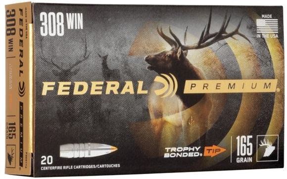 Picture of Federal Premium Vital-Shok Rifle Ammo - 308 Win, 165Gr , Trophy Bonded Tip, 20rds Box, 2700fps