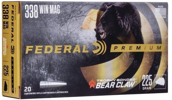 Picture of Federal Premium Vital-Shok Rifle Ammo - 338 Win Mag, 225Gr, Trophy Bonded Bear Claw, 200rds Case