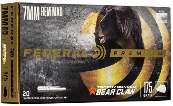 Picture of Federal Premium Vital-Shok Rifle Ammo - 7mm Rem Mag, 175Gr, Trophy Bonded Bear Claw, 200rds Case, 2750fps