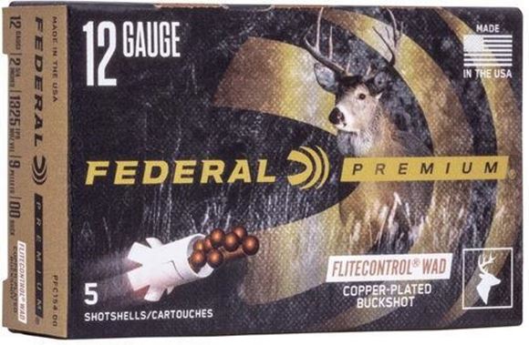 Picture of Federal Vital-Shok Shotgun Ammo - 12Ga, 2-3/4", 9P-00, Copper-Plated Buckshot w/ FliteControl Wad, 50rds Brick