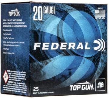 Picture of Federal Top Gun Target Load Shotgun Ammo - 20Ga, 2-3/4'', 2-1/2DE, 7/8oz, #7-1/2, 25rds Box