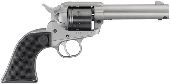 Picture of Ruger Wrangler SA Rimfire Revolvers -  22LR, 4.62", Silver Cerakote, Aluminum Alloy Frame, Black Checkered Hard Rubber, Blade Sights, 6rds
