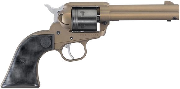 Picture of Ruger Single Action Rim Fire Revolvers - Wrangler, 22LR, 4.62", Burnt Bronze Cerakote Aluminum Allow Frame, Black Checkered Hard Rubber, 6rds