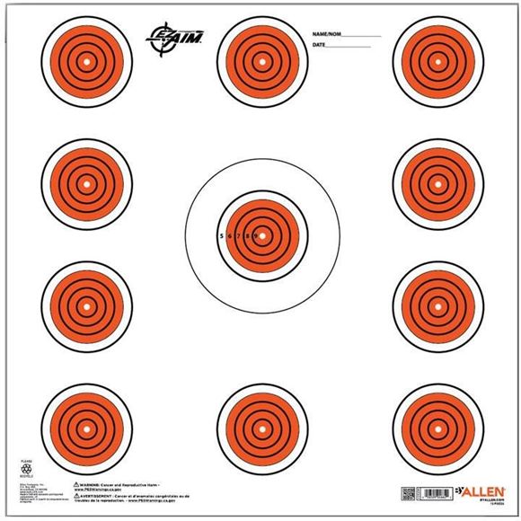 Picture of Allen Shooting Accessories, Targets/Throwers - EZ Aim 12" x 12" Paper Targets, 11 Orange Spots, 13 Pack