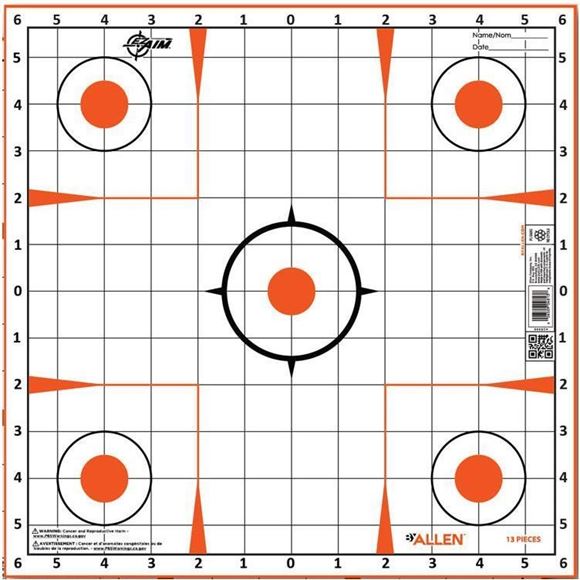 Picture of Allen Shooting Accessories, Targets/Throwers - EZ Aim Paper Target, Sight-In Grid, 12" x 12", 13 Per Pack