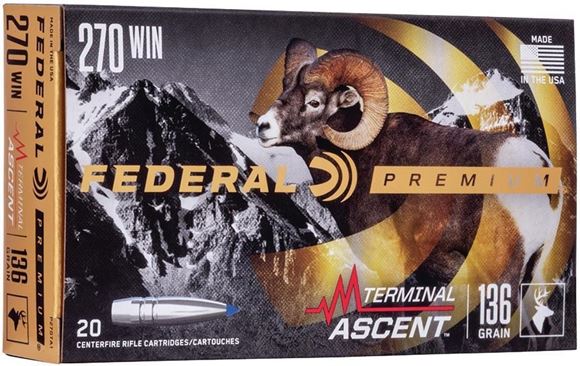 Picture of Federal Premium Vital-Shok Rifle Ammo - 270 Win, 136Gr, Terminal Ascent, 20rds Box