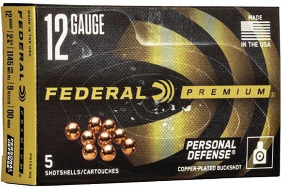 Picture of Federal Premium Personal Defense Shotgun Ammo - 12Ga, 2-3/4", 00 Buck, Copper-Plated, 1145fps, 250rds Case
