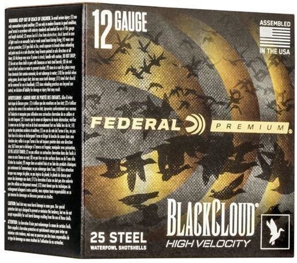 Picture of Federal Premium Black Cloud HV Steel Shotgun Ammo - 12Ga, 3", 1-1/8oz, #1, 250rds Case, 1635fps, With Flitecontrol Flex Wad