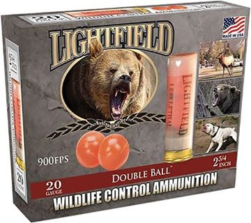 Picture of Lightfield Wildlife Control Shotgun Ammo - Double Ball Slugs, 20Ga, 2-3/4", 5rds Box, 900fps