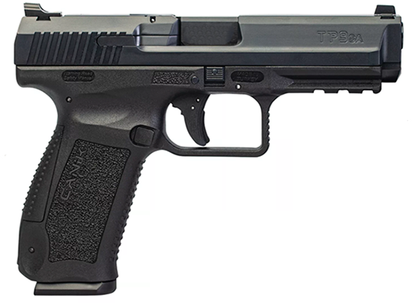 Picture of Canik TP-9 Single Action Semi-Auto Pistol - 9mm, 4.5", Black, Black Polymer Frame, 2x10rds, Warren Tactical Sights w/ U-Slot Front & White Dot Rear, Bottom Rail, Holster