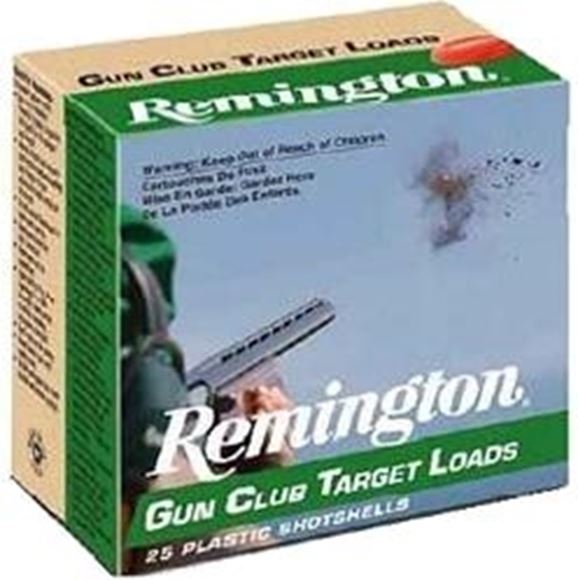 Picture of Remington Target Loads, Gun Club Target Loads Shotgun Ammo - 12Ga, 2-3/4", 2-3/4 DE, 1oz, #8, 250rds Case, 1185fps